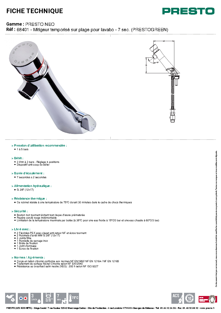 Fiche technique fournisseur