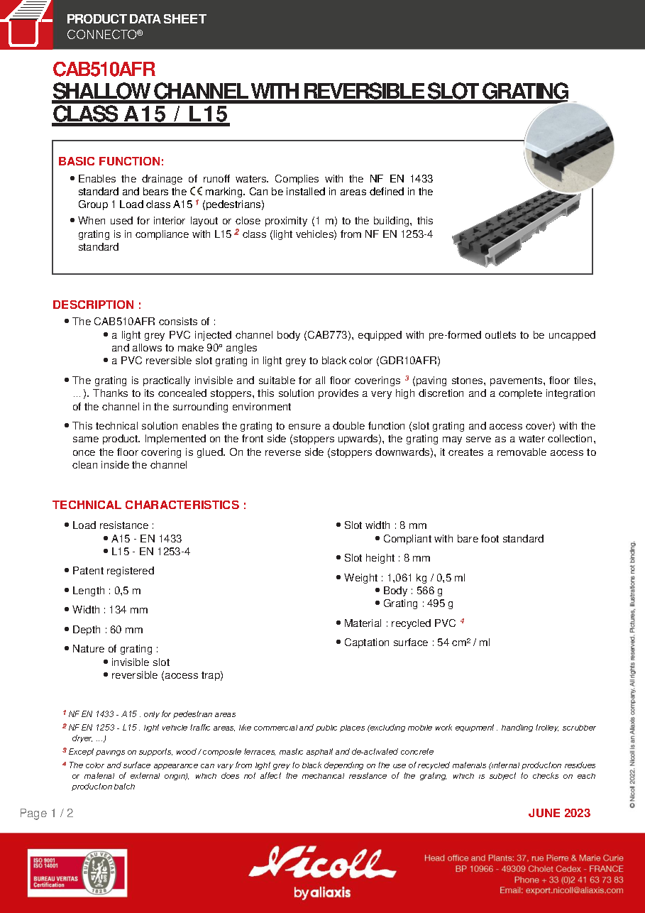 Fiche technique fournisseur