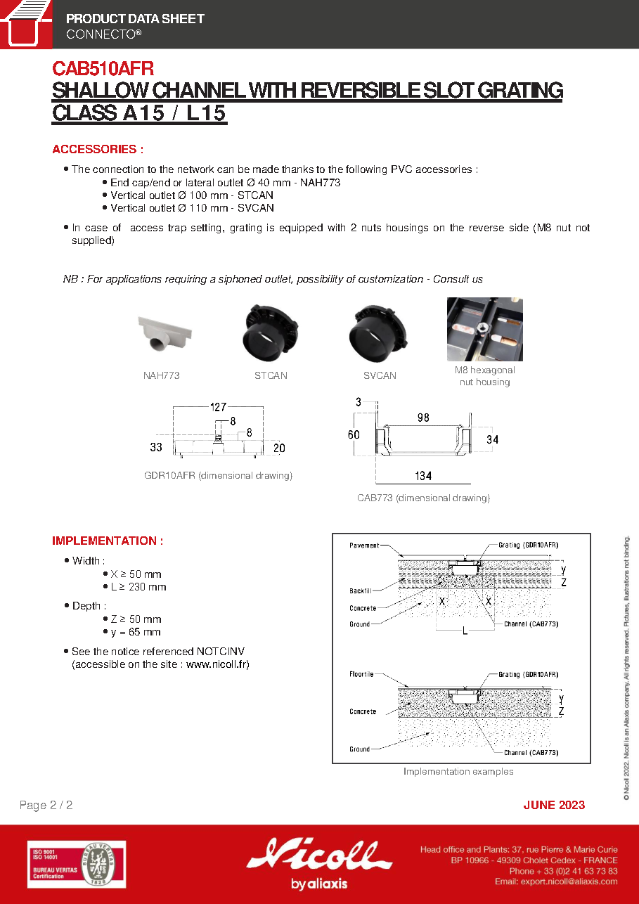 Fiche technique fournisseur