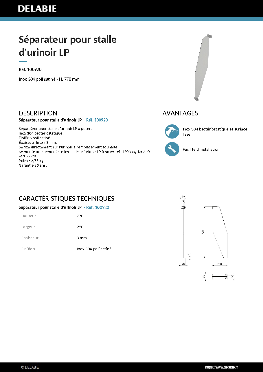 Fiche technique fournisseur