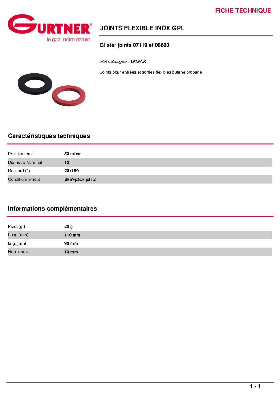 Fiche technique fournisseur