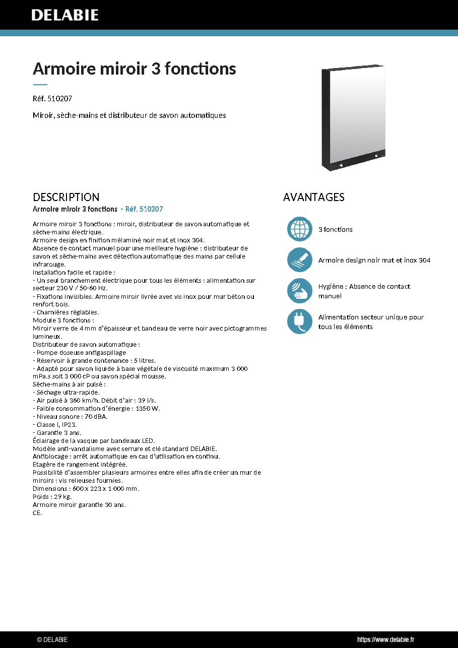 Fiche technique fournisseur