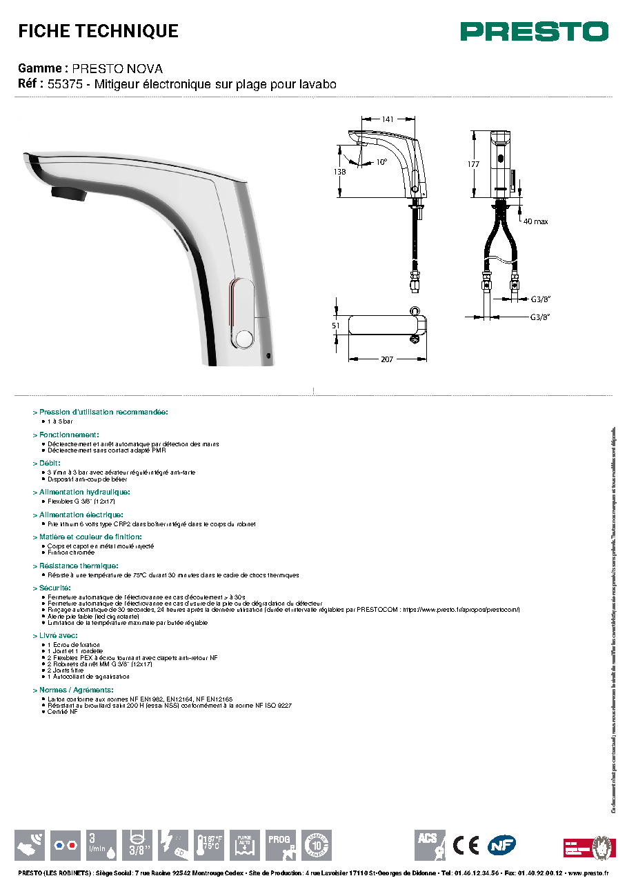 Fiche technique fournisseur