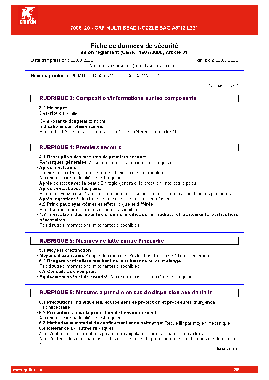 Fiche technique fournisseur