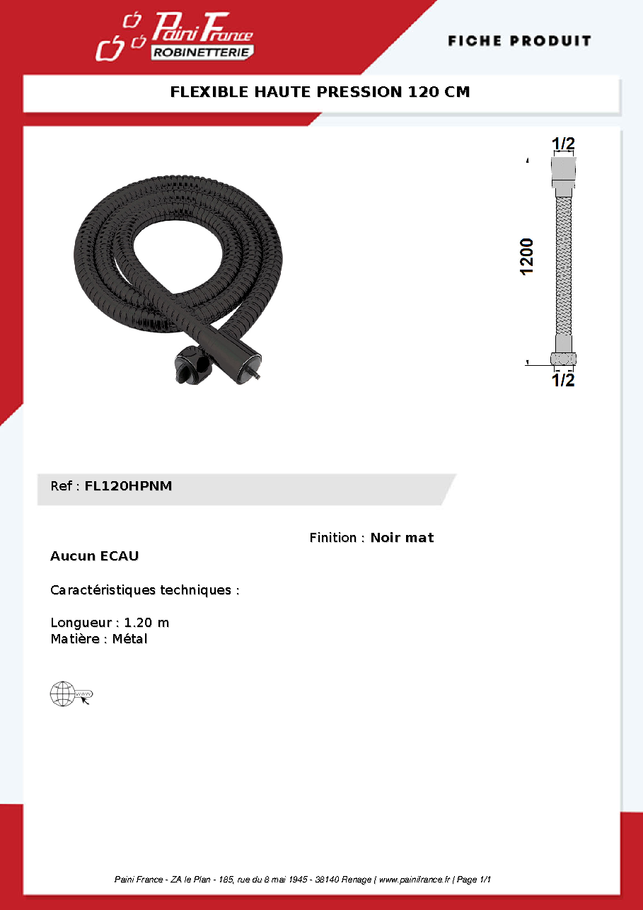 Fiche technique fournisseur