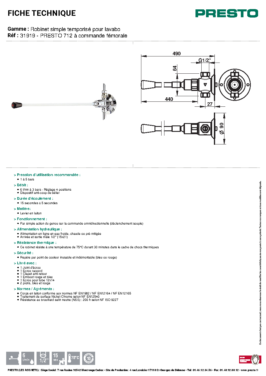 Fiche technique fournisseur