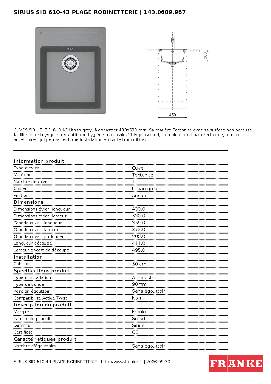 Fiche technique fournisseur
