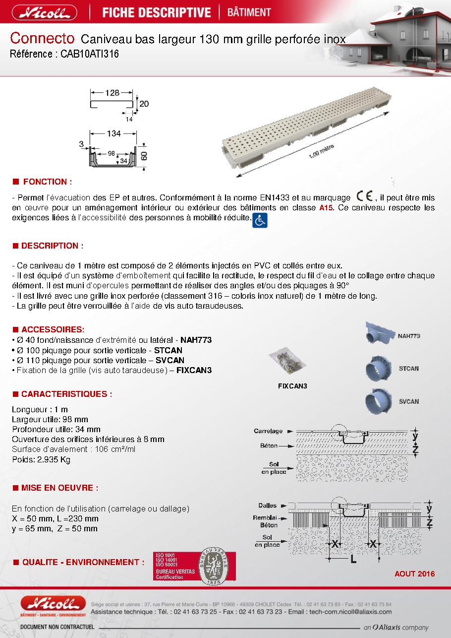Fiche technique fournisseur