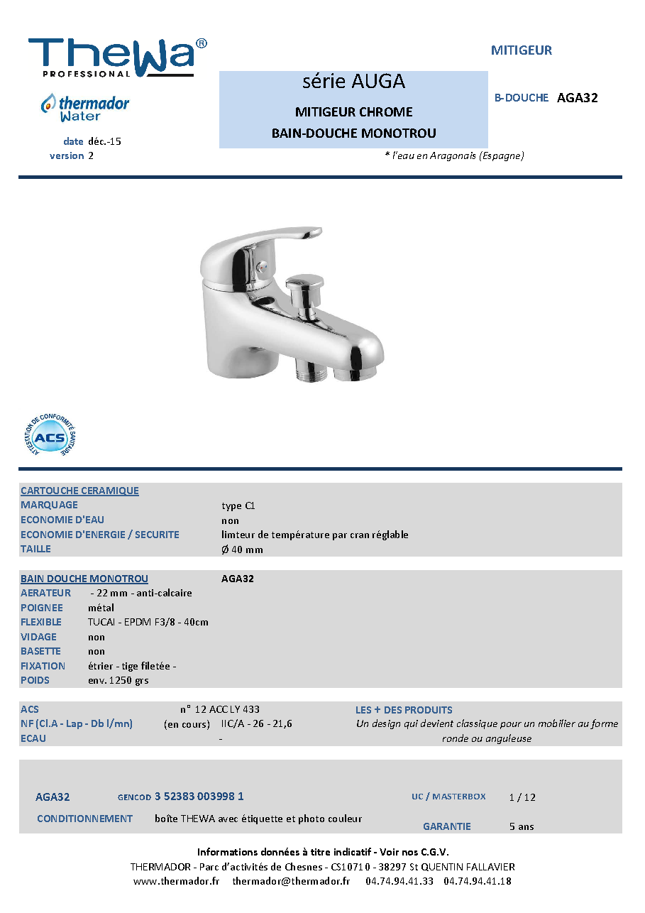 Fiche technique fournisseur