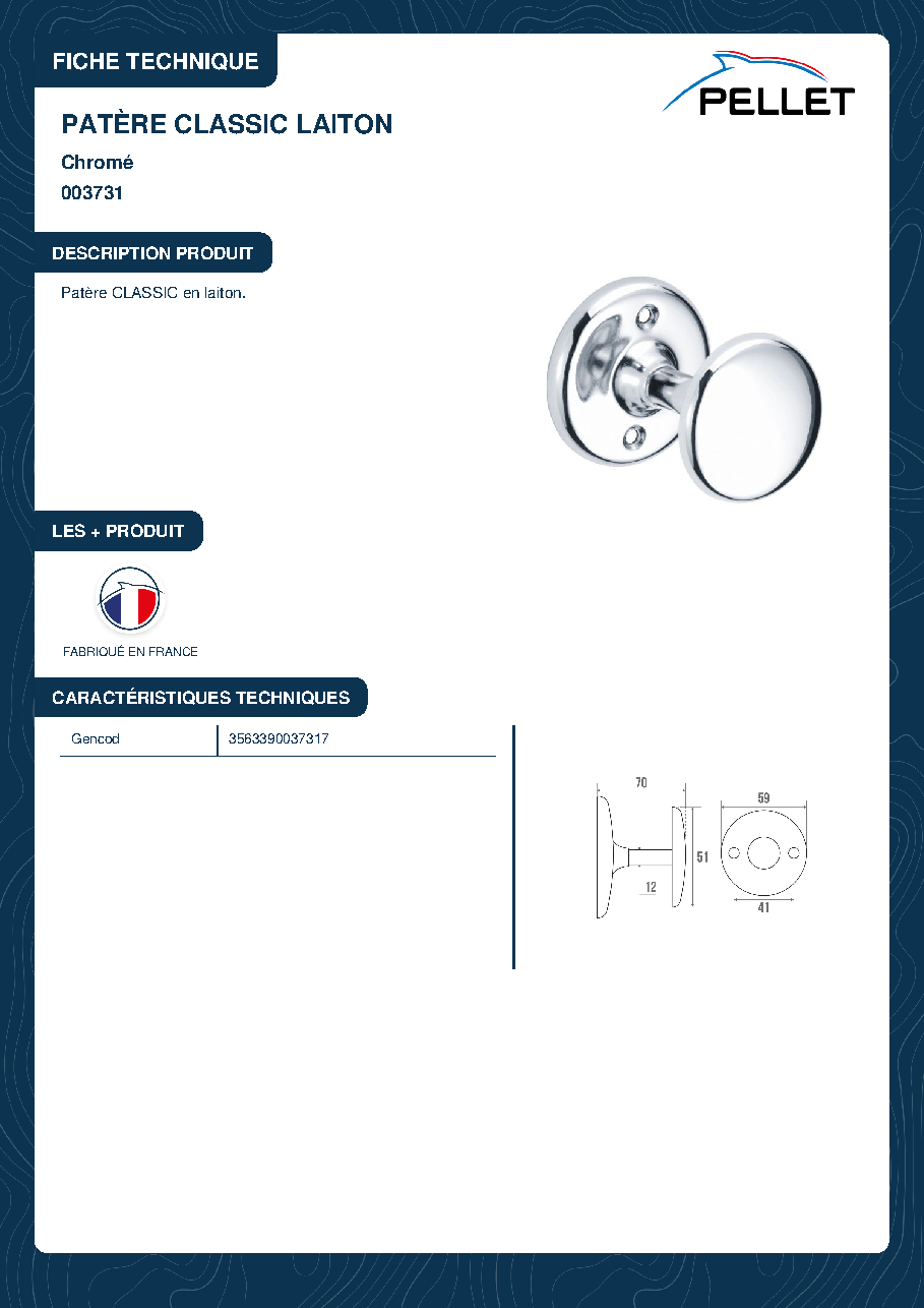 Fiche technique fournisseur