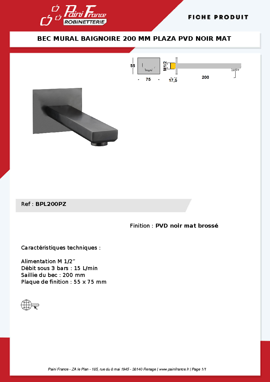 Fiche technique fournisseur