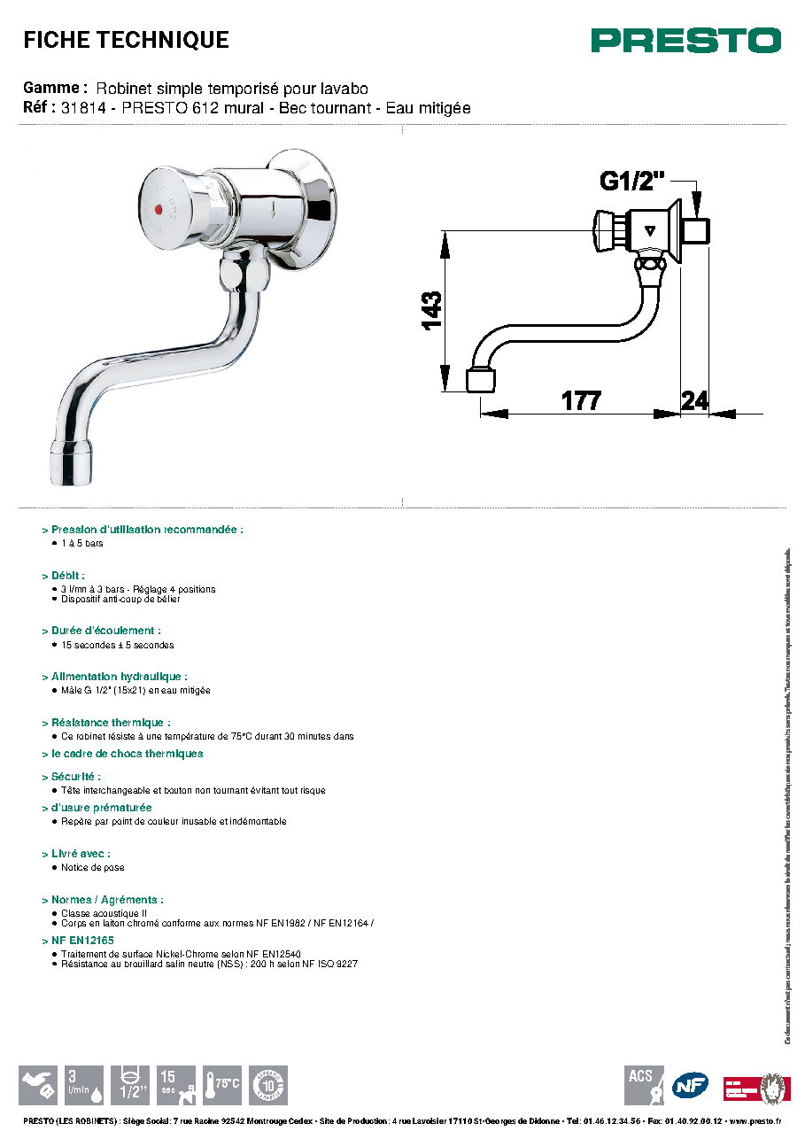 Fiche technique fournisseur