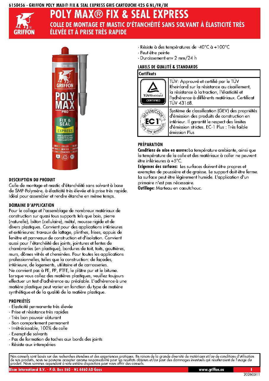 Fiche technique fournisseur