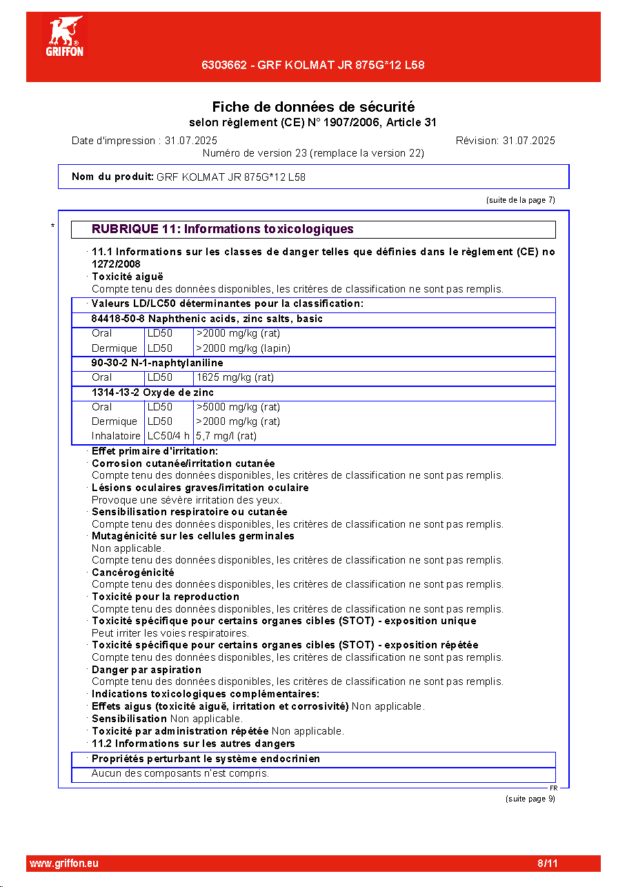 Fiche technique fournisseur