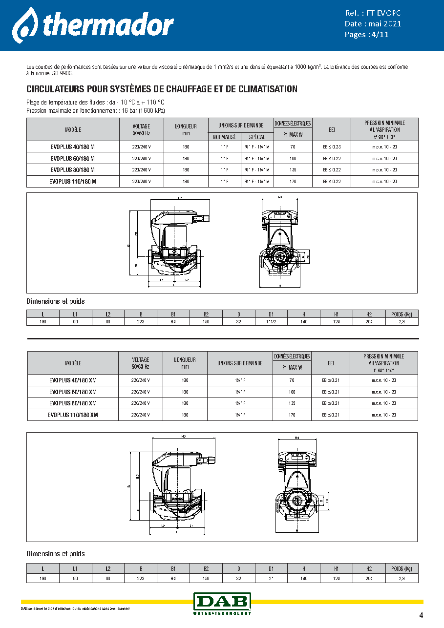 Fiche technique fournisseur