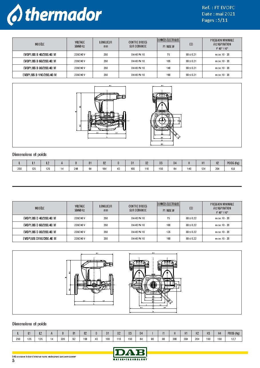 Fiche technique fournisseur