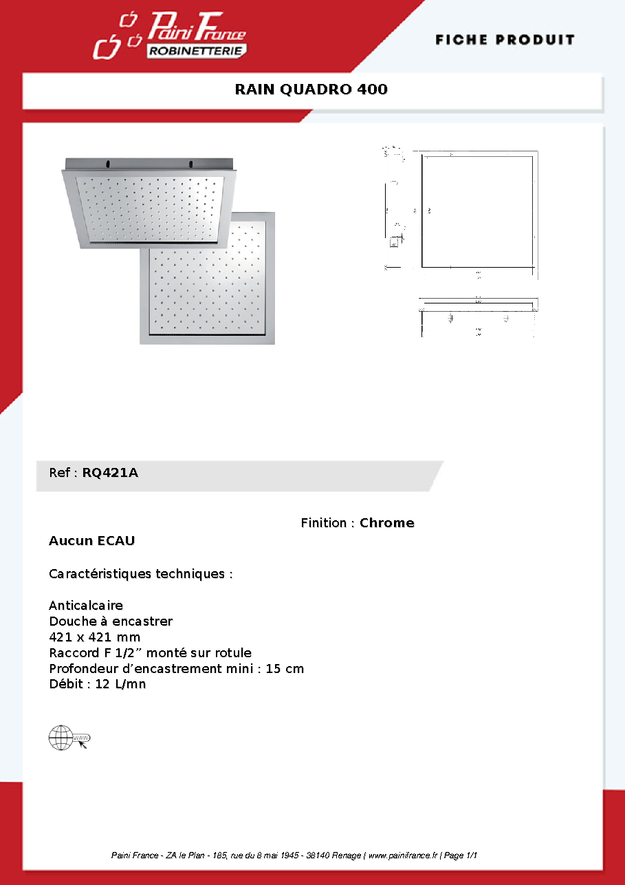 Fiche technique fournisseur