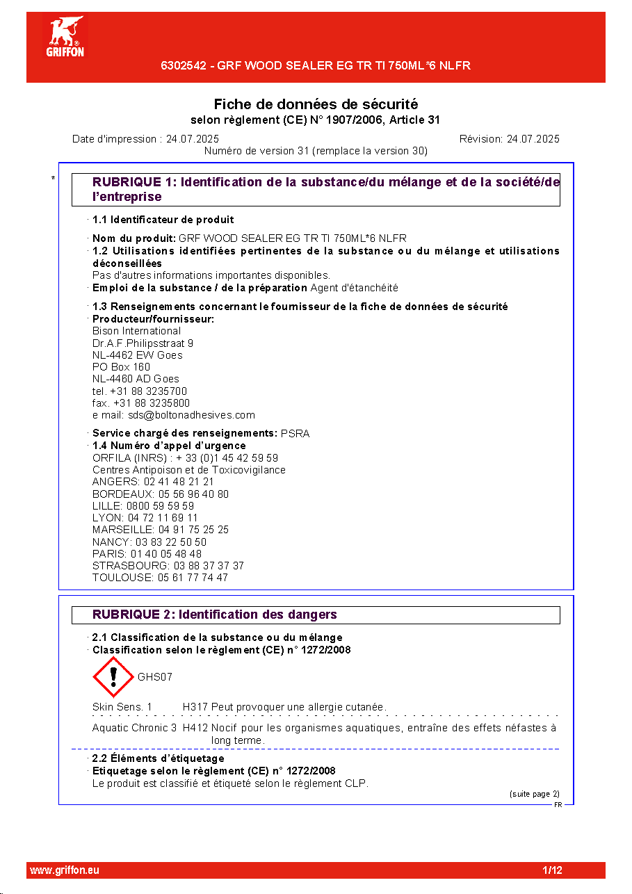 Fiche technique fournisseur