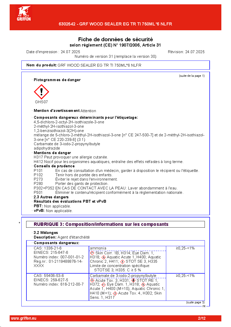 Fiche technique fournisseur