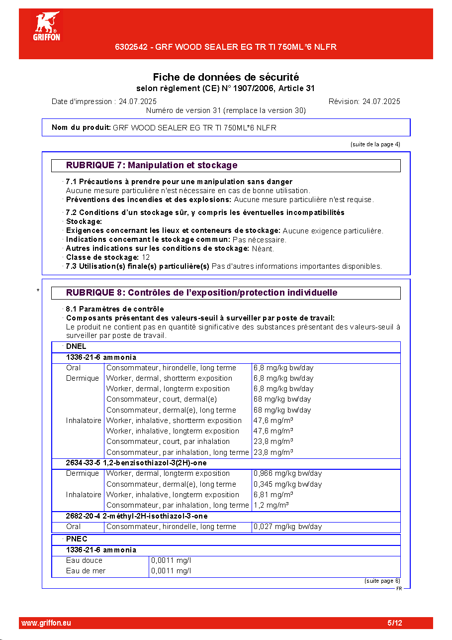 Fiche technique fournisseur