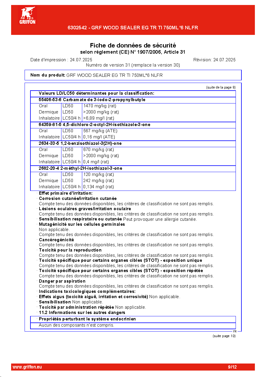 Fiche technique fournisseur