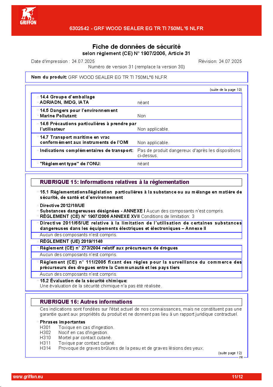 Fiche technique fournisseur