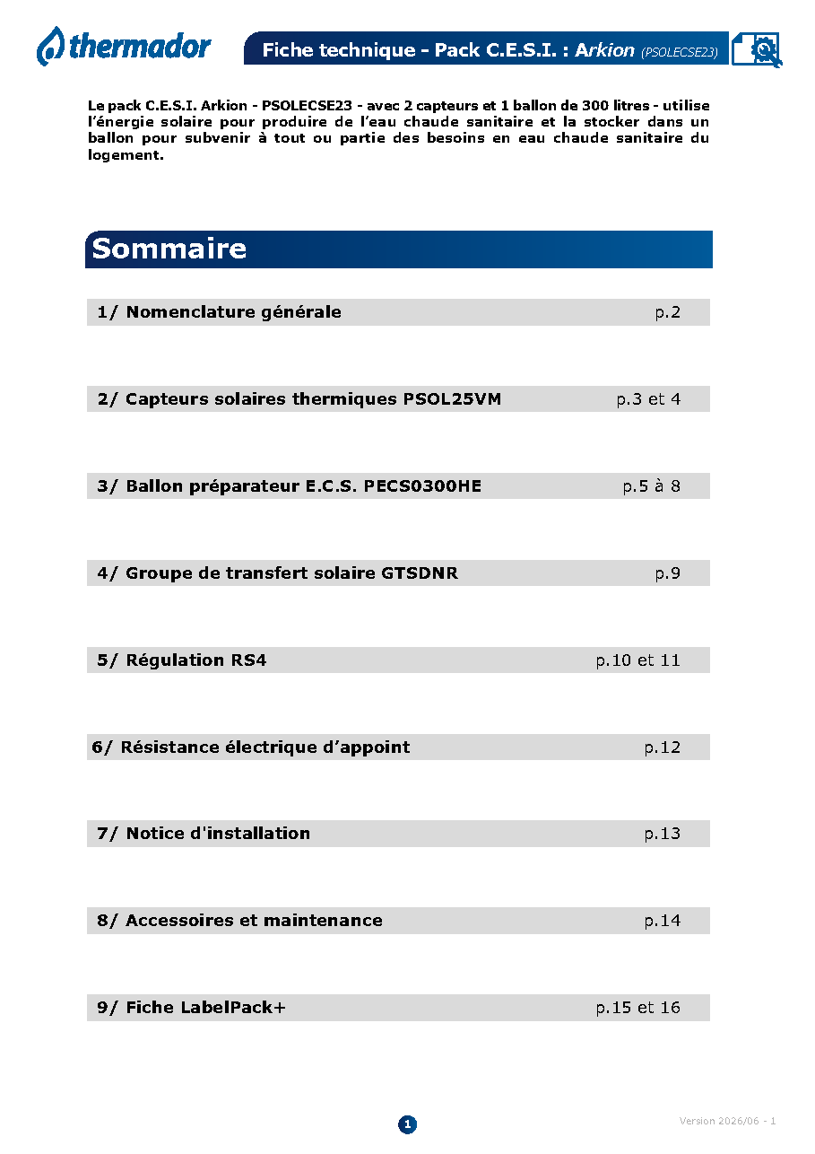 Fiche technique fournisseur