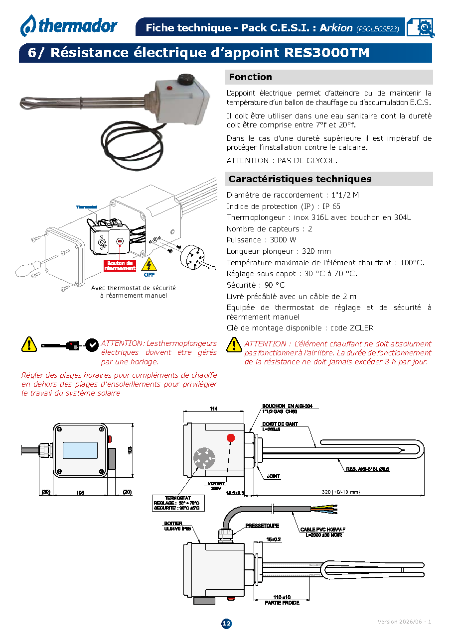 Fiche technique fournisseur