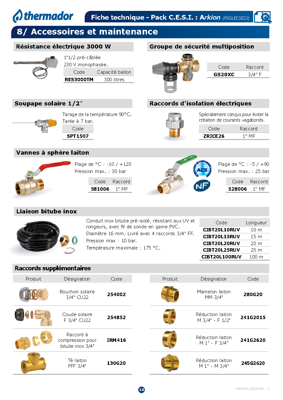 Fiche technique fournisseur