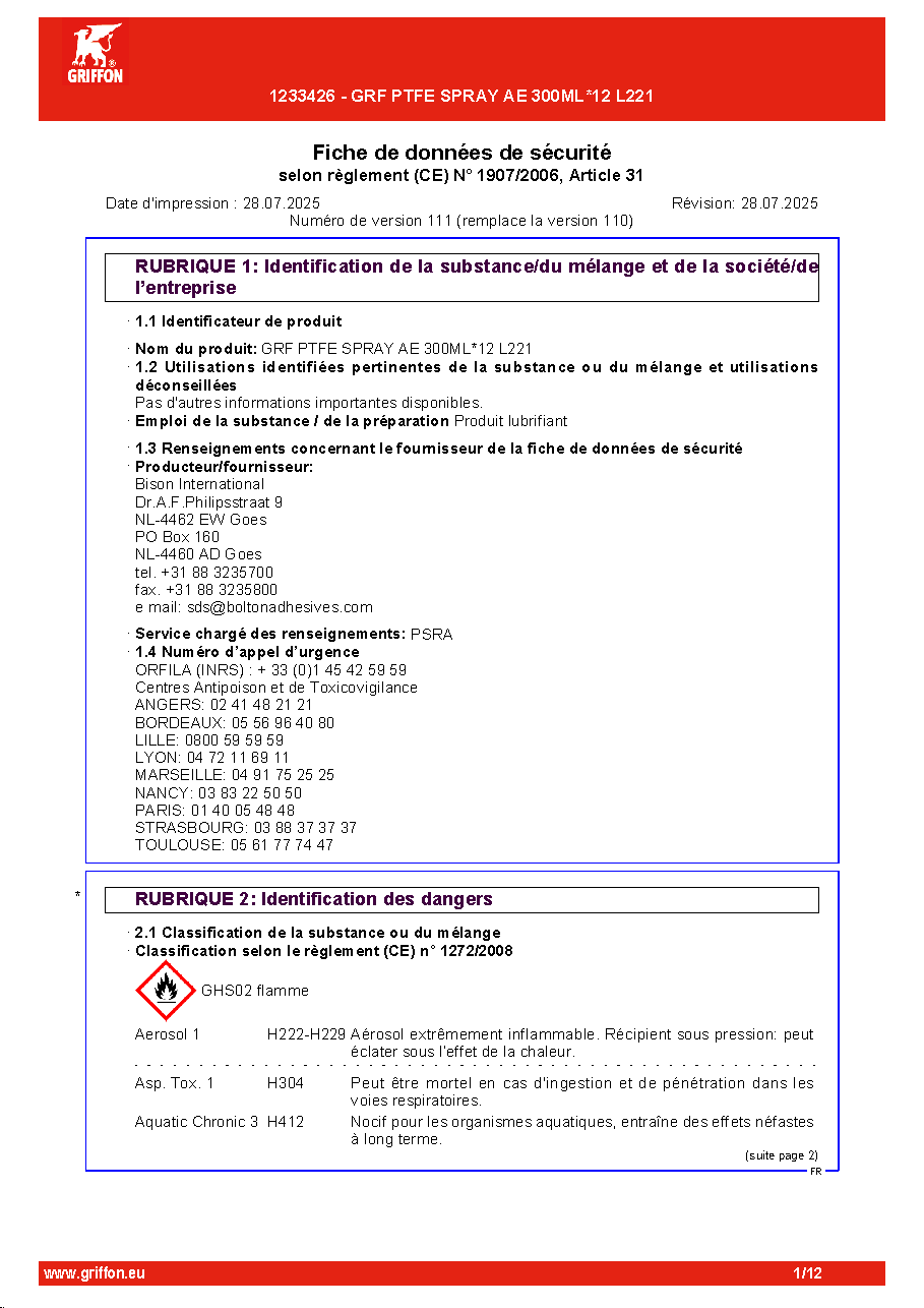 Fiche technique fournisseur