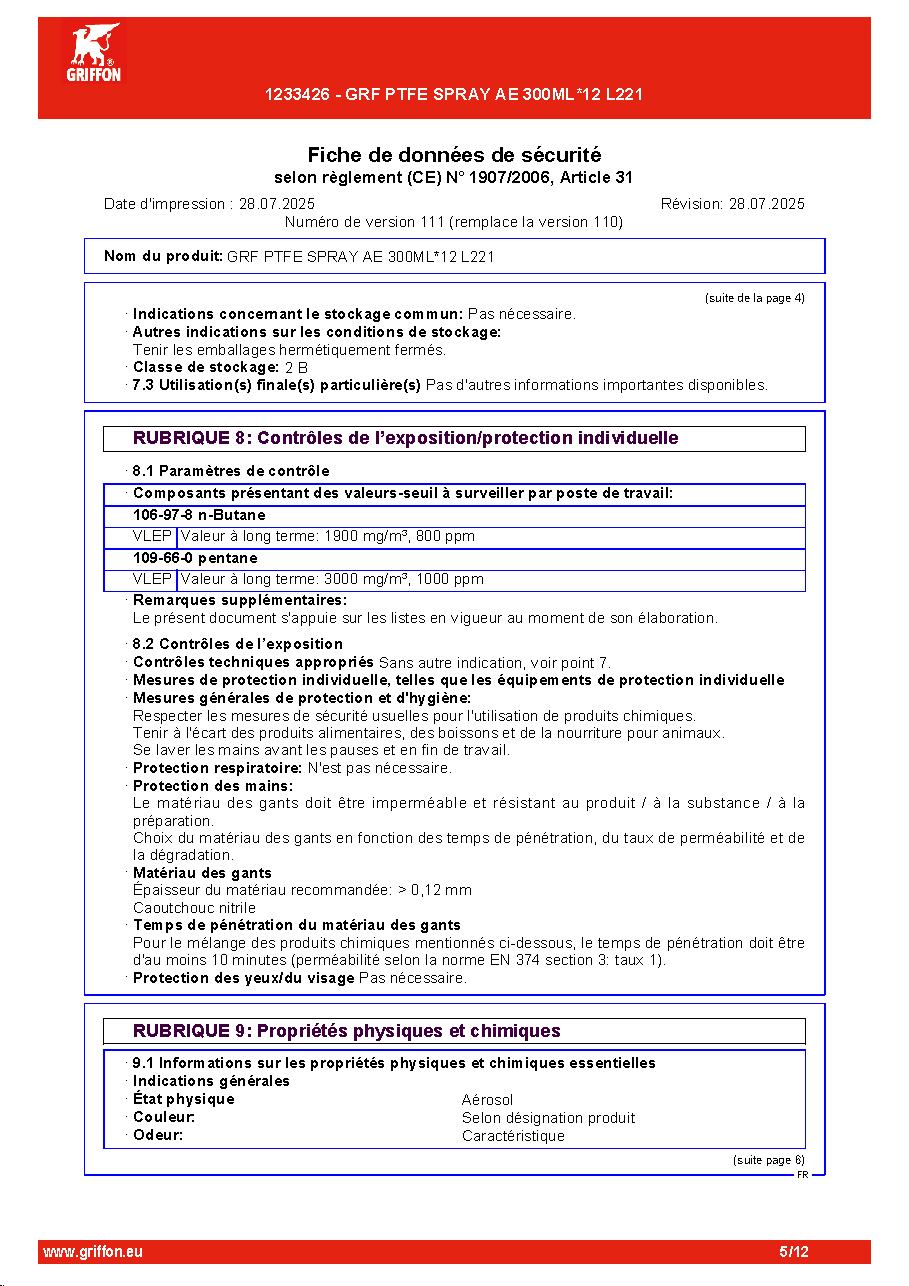Fiche technique fournisseur
