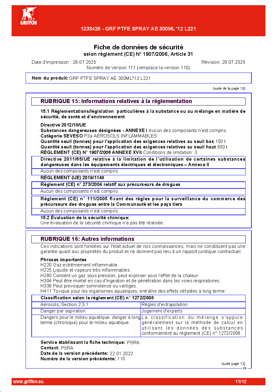 Fiche technique fournisseur