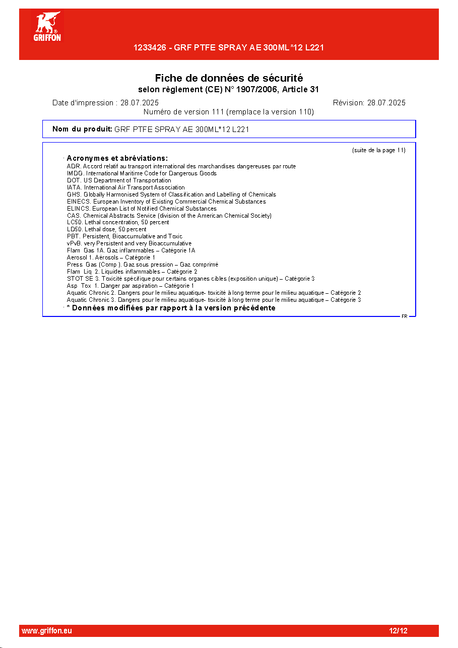 Fiche technique fournisseur