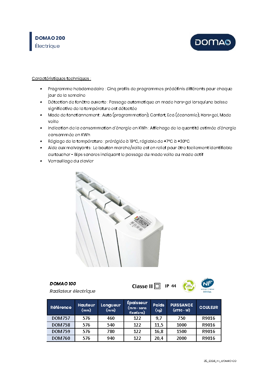 Fiche technique fournisseur