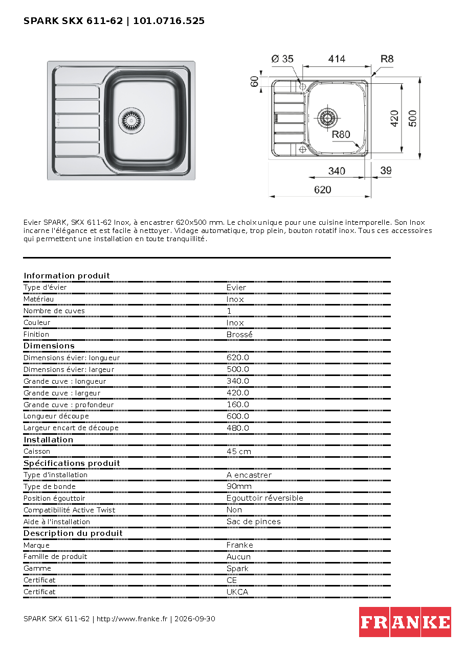 Fiche technique fournisseur