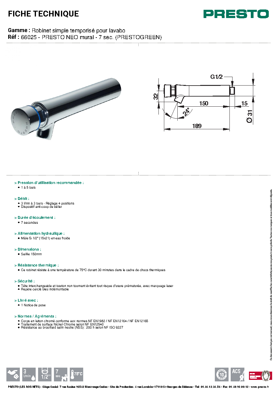 Fiche technique fournisseur