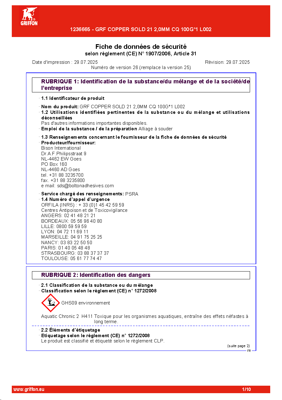 Fiche technique fournisseur