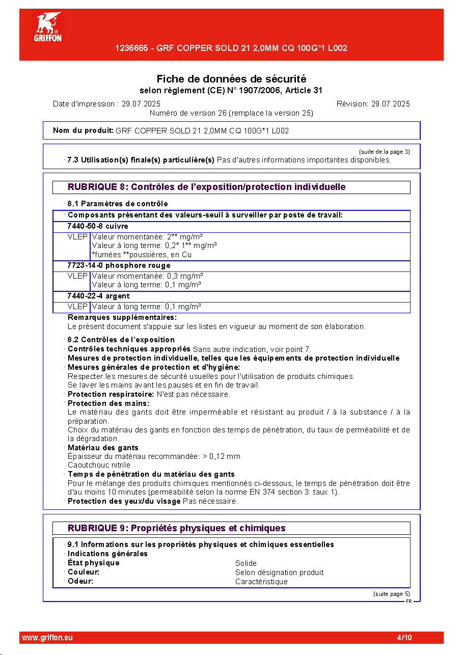 Fiche technique fournisseur
