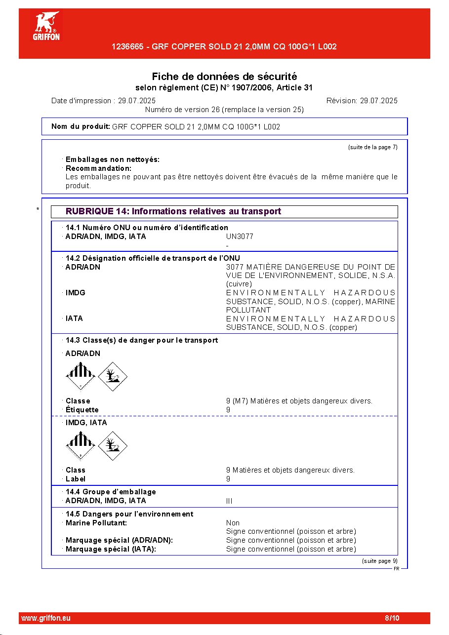 Fiche technique fournisseur