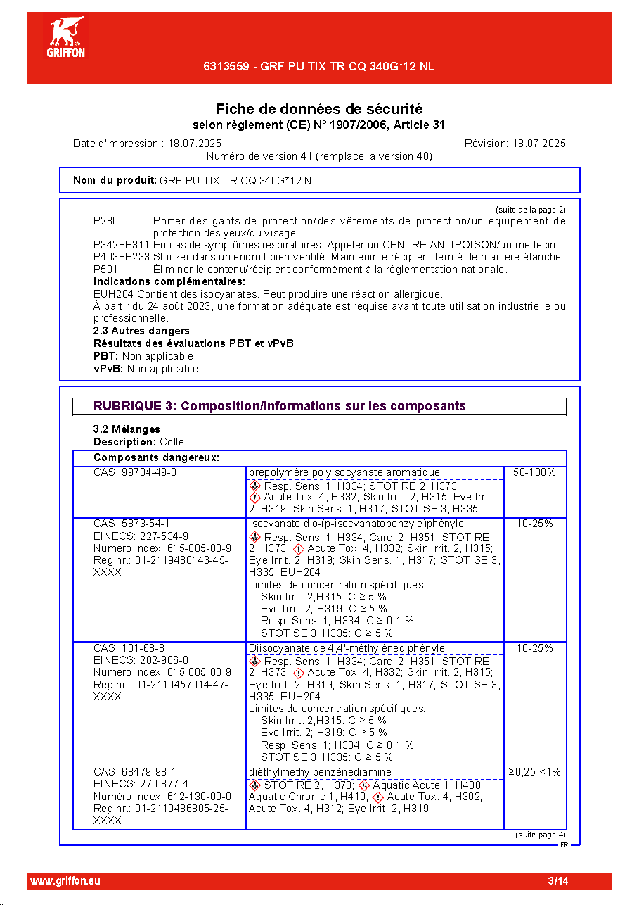 Fiche technique fournisseur