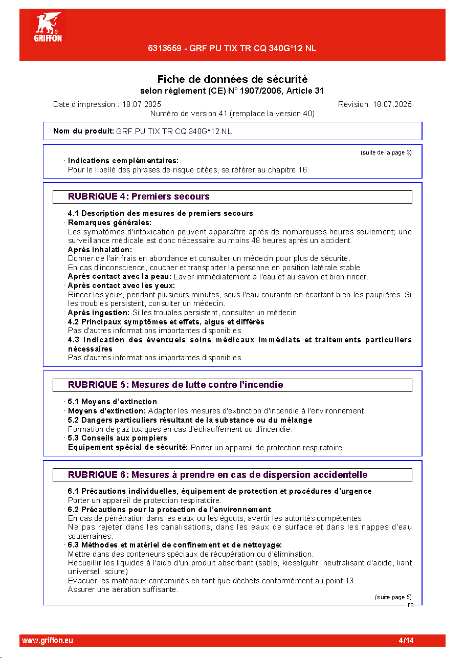 Fiche technique fournisseur