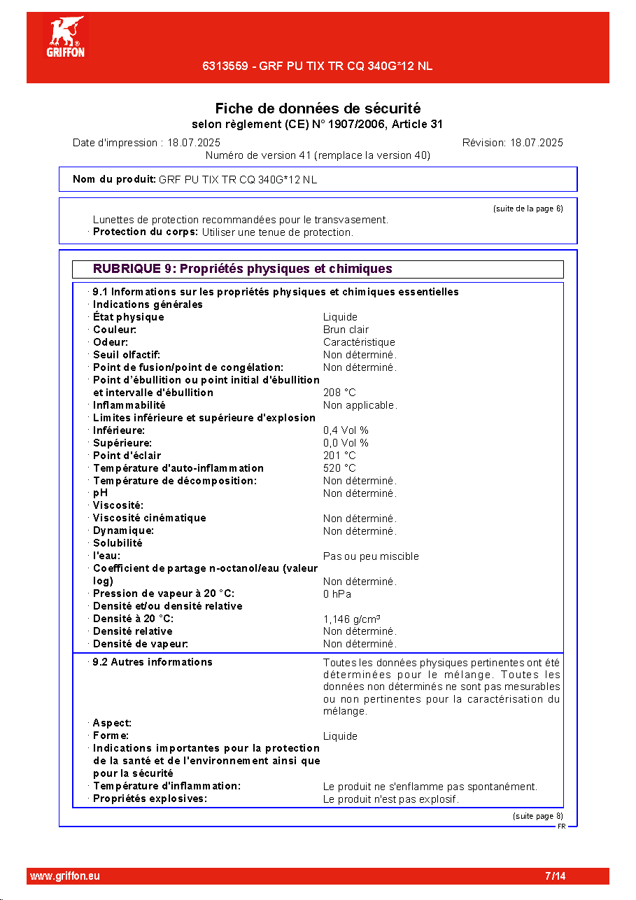 Fiche technique fournisseur
