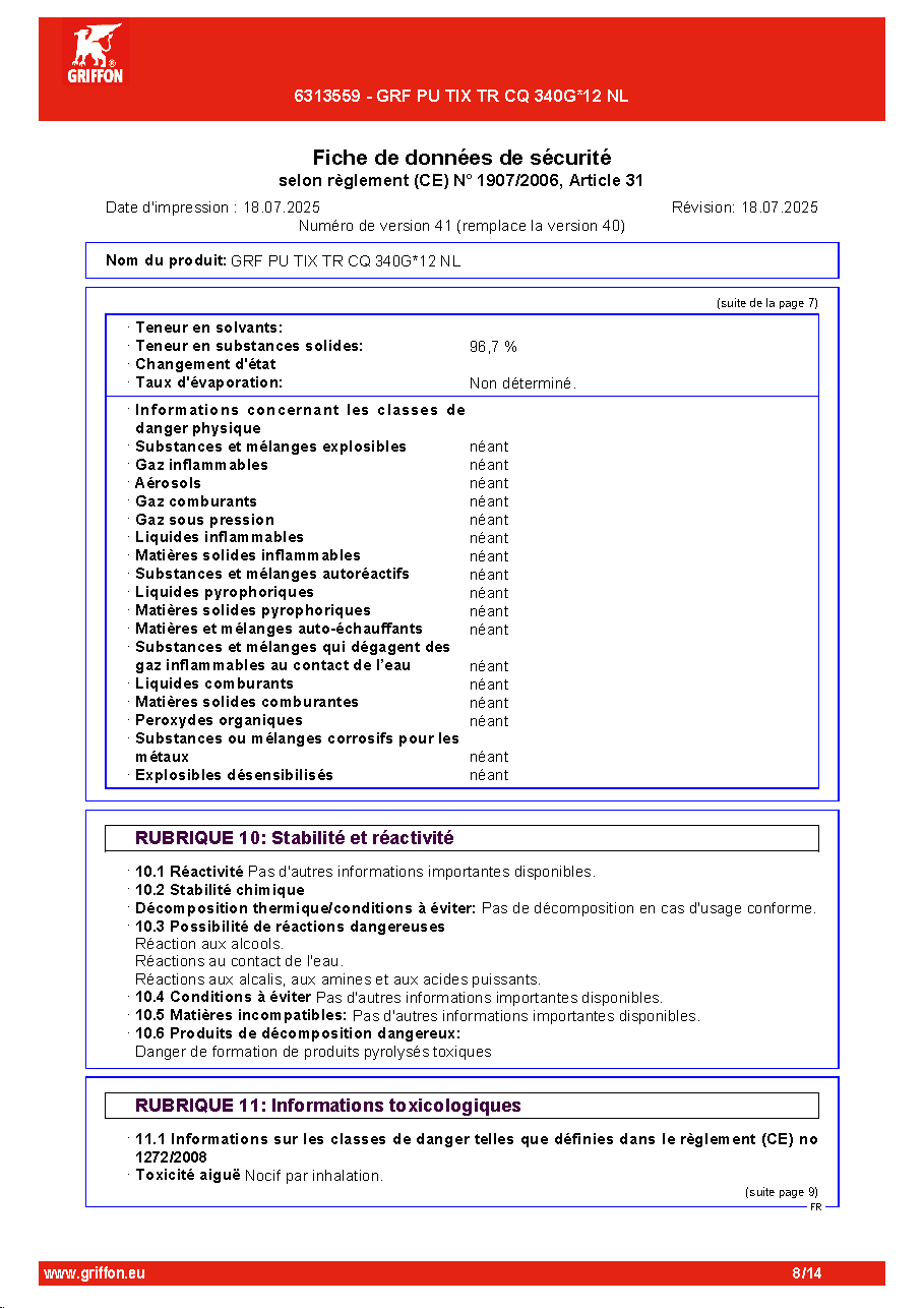 Fiche technique fournisseur