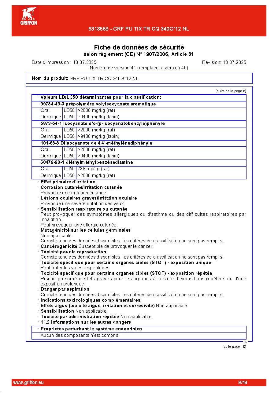 Fiche technique fournisseur