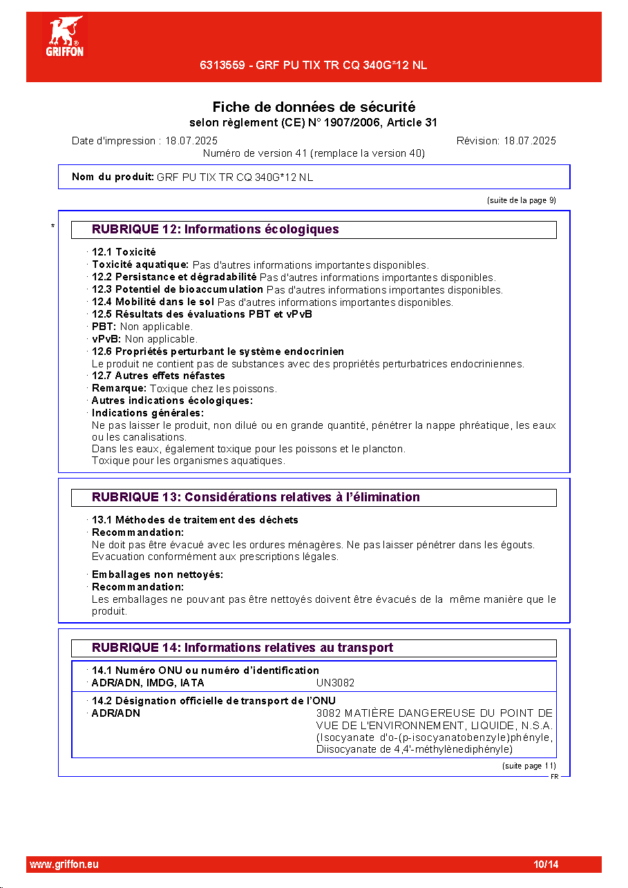 Fiche technique fournisseur
