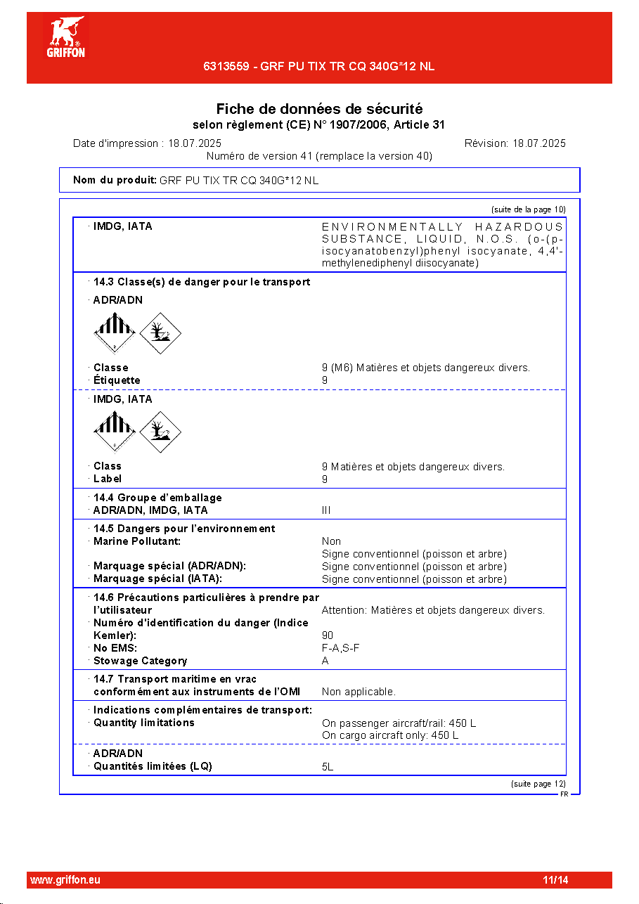 Fiche technique fournisseur