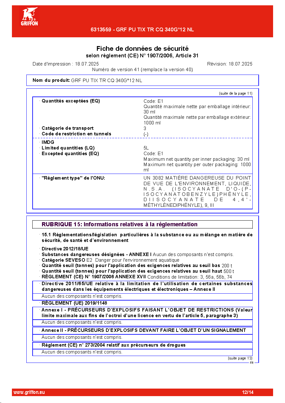 Fiche technique fournisseur