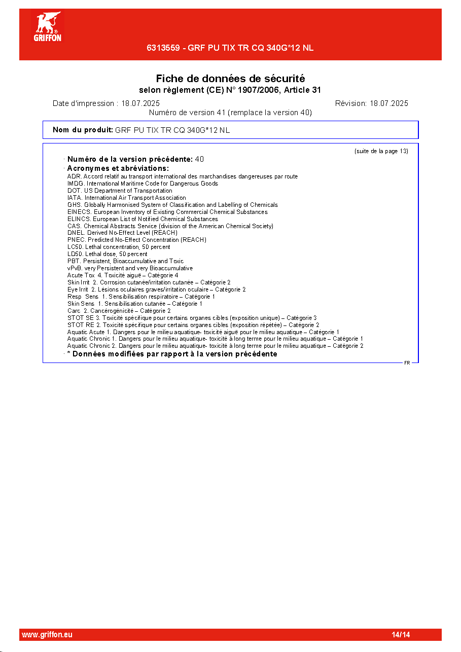 Fiche technique fournisseur