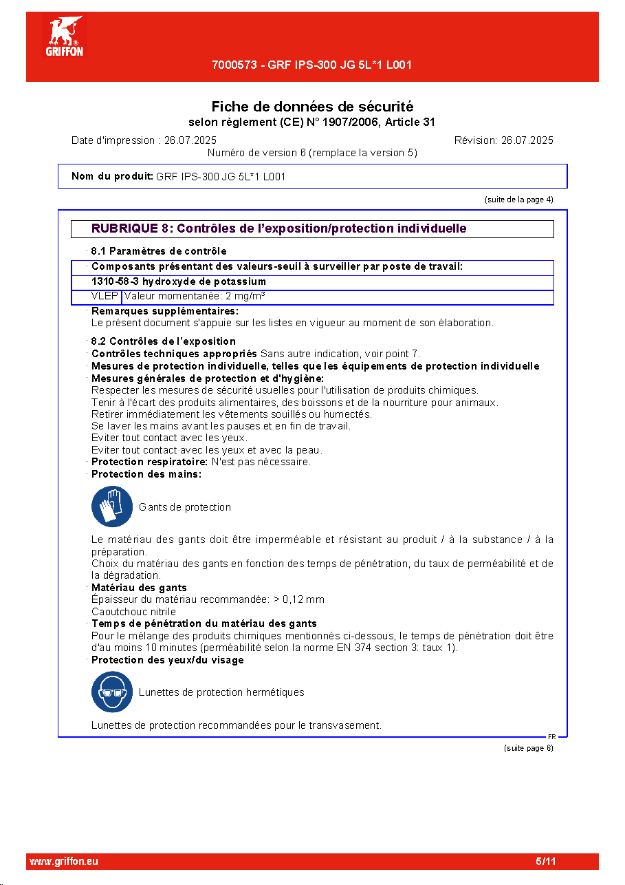Fiche technique fournisseur