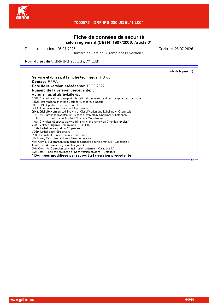 Fiche technique fournisseur